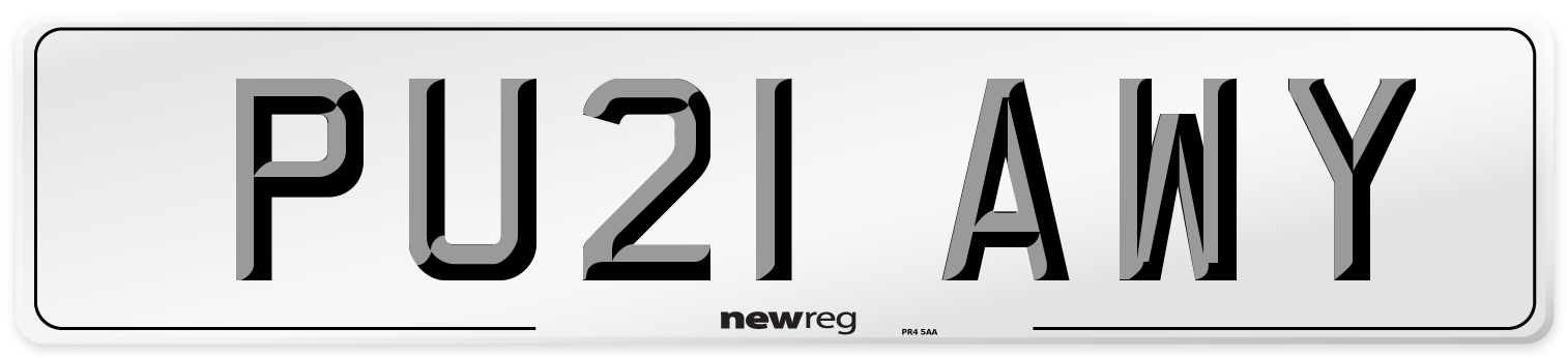 PU21 AWY Number Plate from New Reg